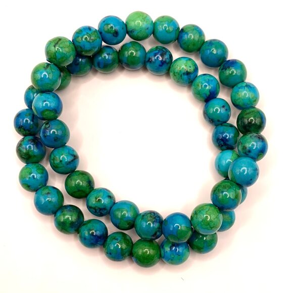 Chrysocolla handmade beaded stretch bracelet 7mm - Picture 5 of 5